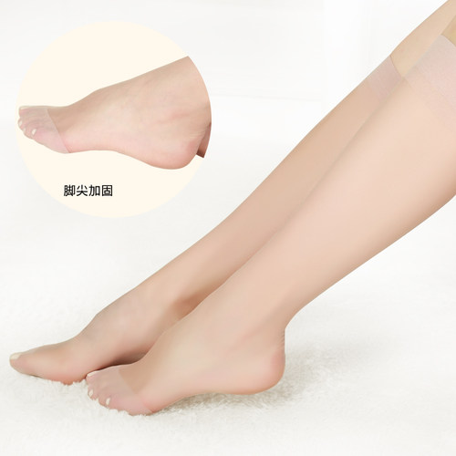 永春中筒丝袜短袜女半截袜中长袜子夏天超薄隐形肉色防勾丝中筒袜 - 图0