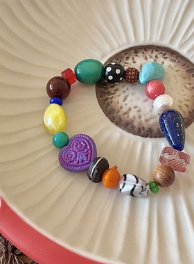 HEIXIN STUDIO手作 花园系列 捷克琉璃珠多巴胺小众原创手串023
