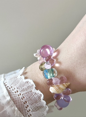 HEIXIN STUDIO手作 泪眼系列 捷克琉璃珠梦幻清新ins小众手串063