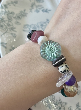 HEIXIN STUDIO手作 夜森林系列 捷克琉璃珠复古文艺小众手串053