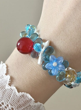 HEIXIN STUDIO手作 泪眼系列 捷克琉璃珠清新文艺ins小众手串062