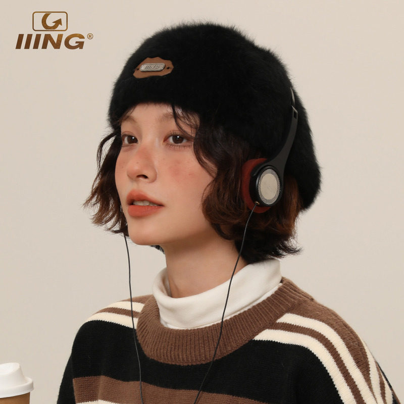 IIING帽控 毛绒贝雷帽女秋冬大头围显脸小反戴前进帽复古画家帽子,淘宝优惠券,粉丝福利购,淘宝优惠卷