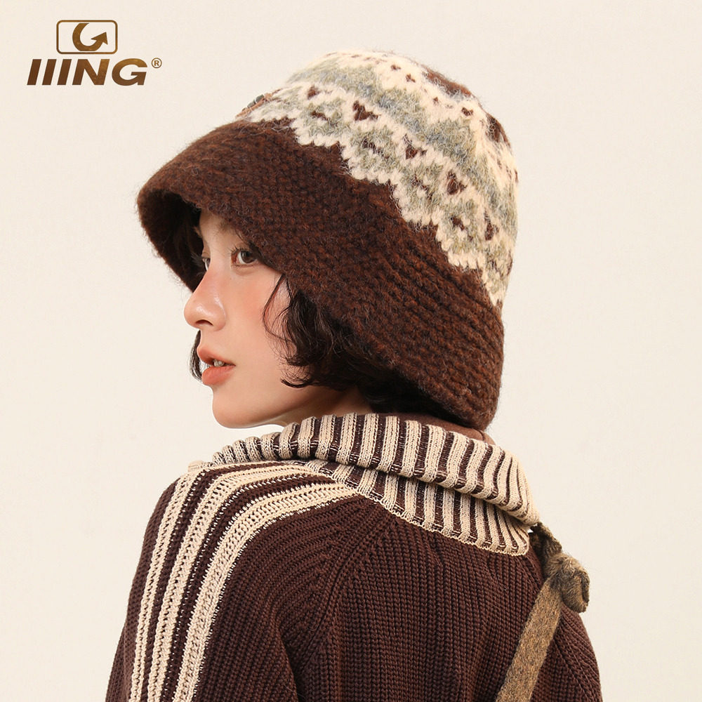 IIING帽控 2025秋冬款费尔岛风针织渔夫帽子女保暖护耳显脸小盆帽,淘宝优惠券,粉丝福利购,淘宝优惠卷