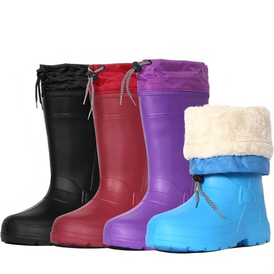 新品轻便保暖高筒防滑雨鞋女加绒胶靴防水雨靴加棉水鞋成人工作鞋