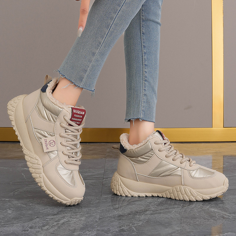 加绒加厚保暖百搭高帮鞋2025年冬季女鞋时尚厚底潮流棉鞋,淘宝优惠券,粉丝福利购,淘宝优惠卷