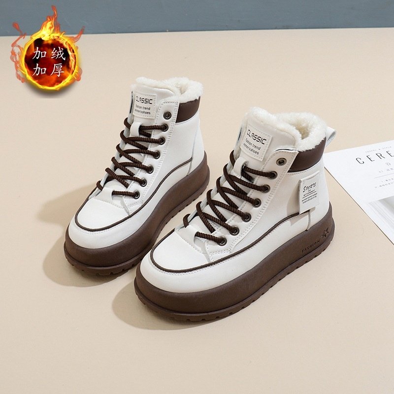 加绒高帮雪地靴女2025冬季新款学生ins韩版保暖休闲厚底棉鞋2811,淘宝优惠券,粉丝福利购,淘宝优惠卷