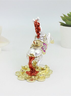 优选新年礼物金属工艺品彩锡生肖马摆件马K上有钱白马办公室桌面