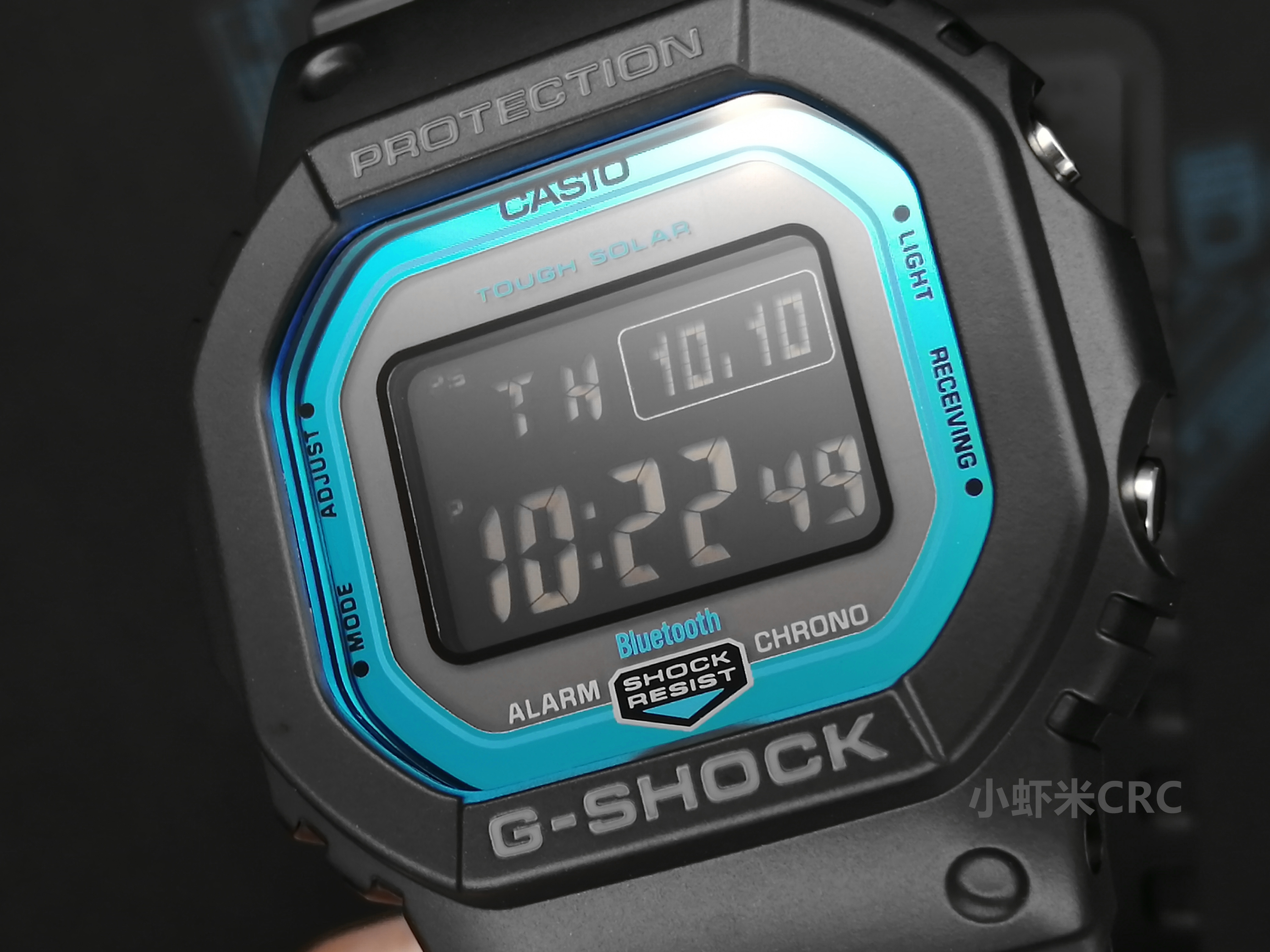 卡西欧G-SHOCK光能电波蓝牙复古手表男女GW-B5600-2蓝色框小方块