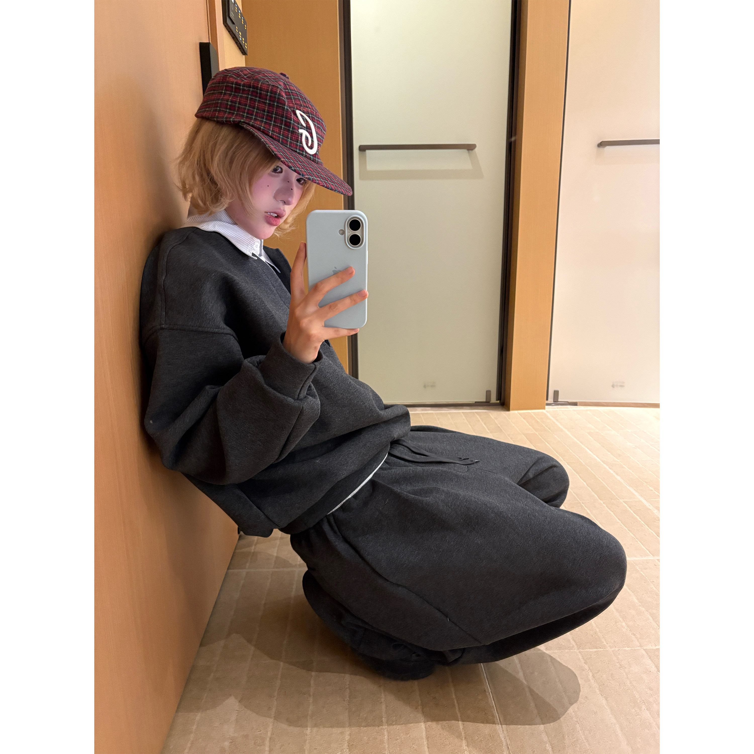 OPUP 休闲风假两件撞色衬衫长裤男女翻领长袖百搭潮流时尚套装潮,淘宝优惠券,粉丝福利购,淘宝优惠卷