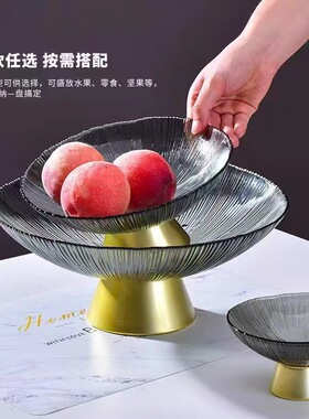 玻璃水果盘家用茶几摆件零食盘子