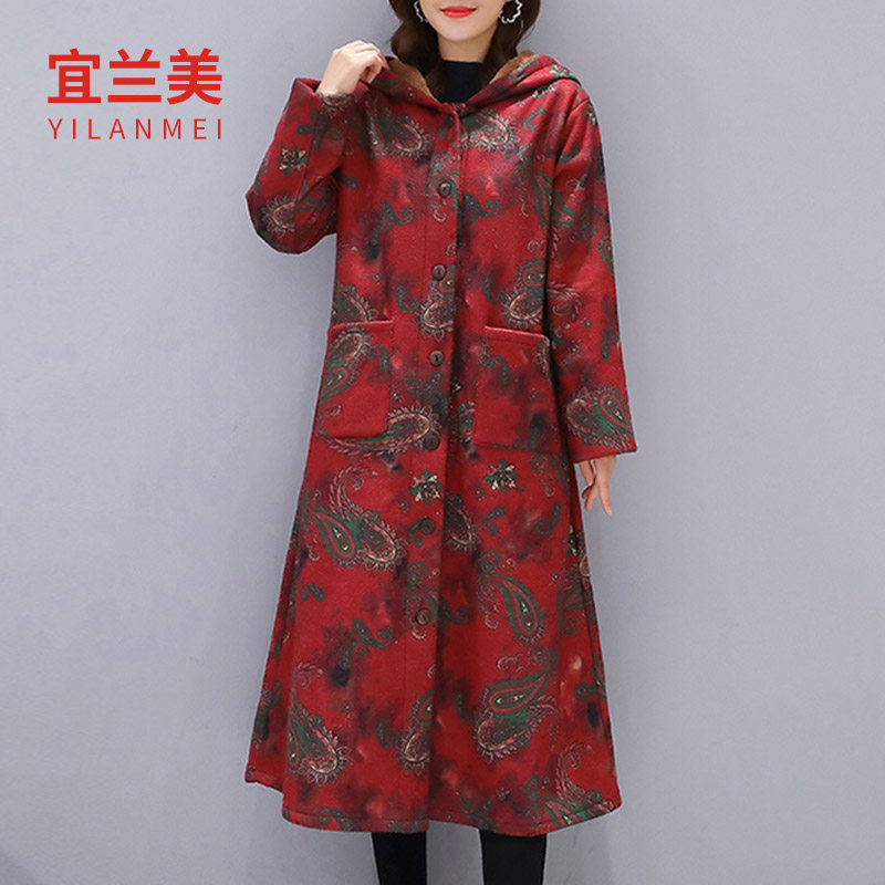 贵夫人中长款洋气时尚中年加绒风衣 宜兰美棉衣/棉服