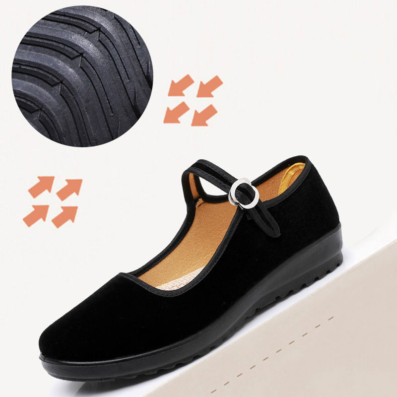 平底轻软聚氨酯底老北京布鞋女防滑工作酒店工作广场舞蹈黑色妈妈,淘宝优惠券,粉丝福利购,淘宝优惠卷