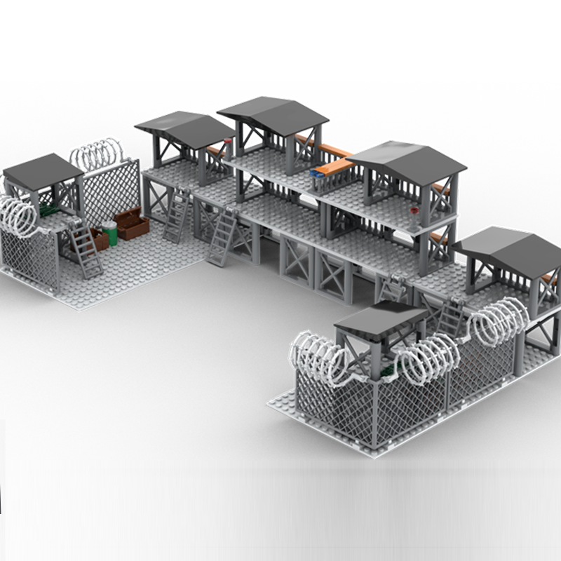 乐高军事战争基地哨塔堡垒房子监狱建筑模型儿童男孩拼装积木玩具-图3