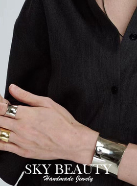 女纯银铜镀金戒指耳环大气时尚