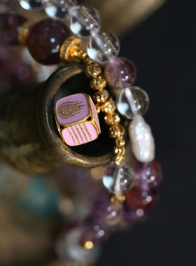 白水晶紫水晶紫幽灵双层手串