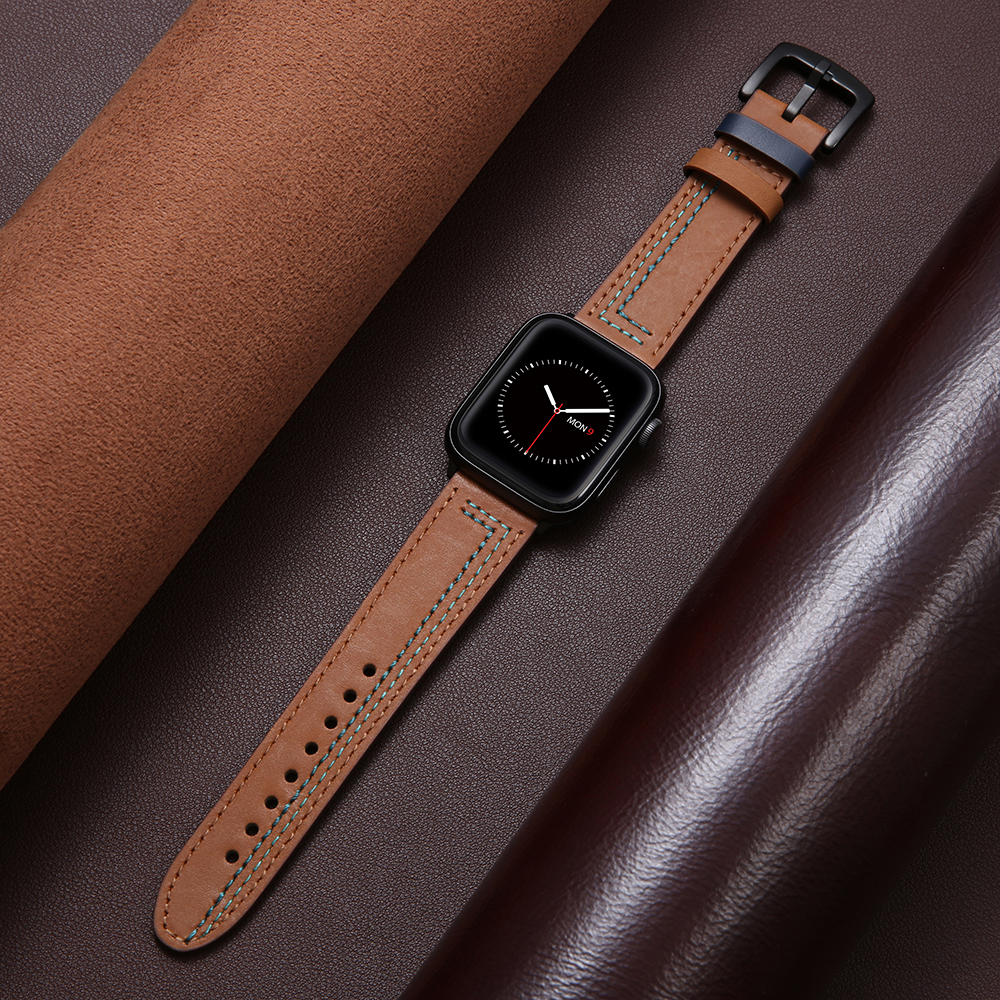 适用iwatch10/9/8/7/6SE表带apple watch5真皮表带苹果男女iwatch ultra2通用38mm42series7潮新透气41mm45 - 图3