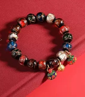 十全十美香灰琉璃吞金兽手串