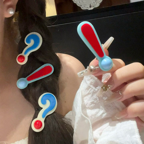 可爱创意问号叹号发夹边夹侧边发卡女韩系卡通搞怪头饰碎发刘海夹 - 图1