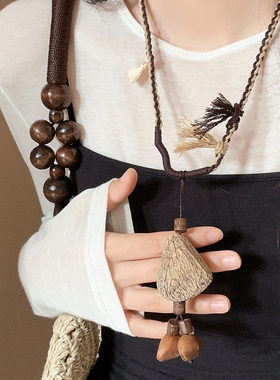 禅意民族风植物果壳编绳项链女