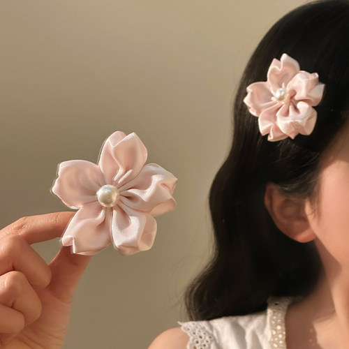 桃之夭夭超仙粉色樱花花朵发夹女可爱夹子头饰高级感边夹侧边发卡 - 图1