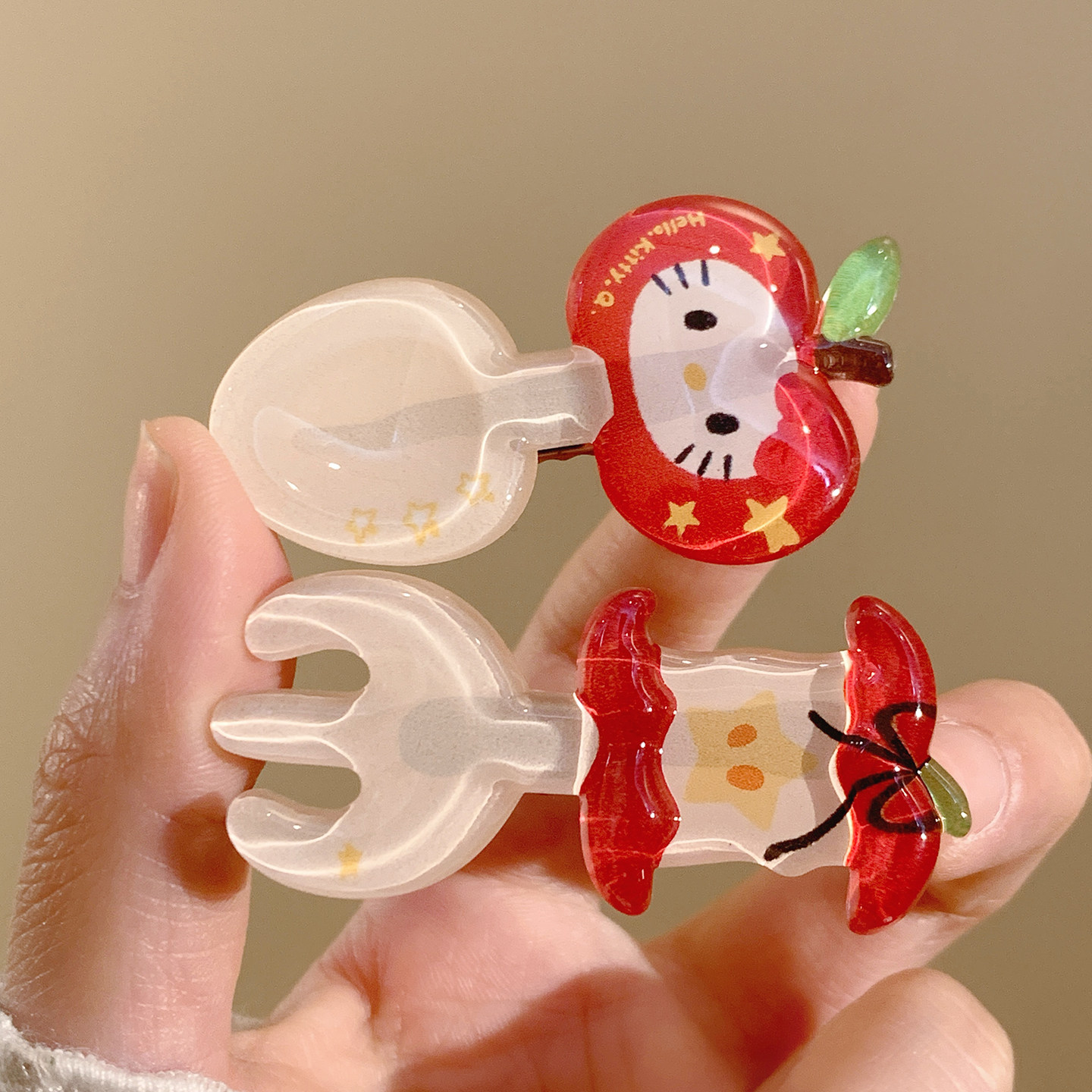 吃苹果~可爱创意红色发夹女高级感百搭夹子头饰刘海边夹儿童发卡,淘宝优惠券,粉丝福利购,淘宝优惠卷