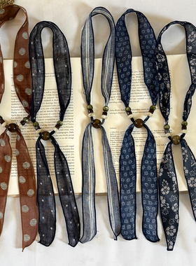 复古丝巾抽拉式项链女慵懒风小众