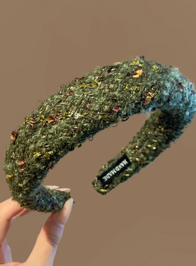 小香风针织毛线绿色发箍