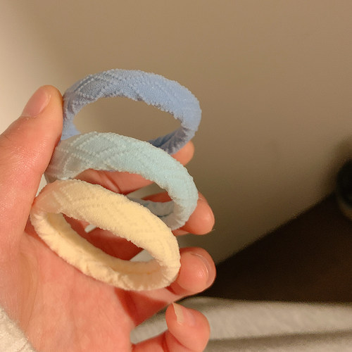 海盐蓝~3条装可爱高弹力皮筋扎头发耐用毛巾发圈头绳无痕基础发绳 - 图1