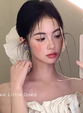 法式温柔奶白色网纱大肠发圈