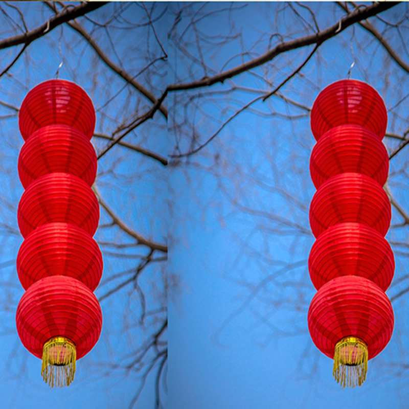 大红灯笼串户外防雨绸布三四五六连串灯笼广告春节元旦串灯笼挂饰