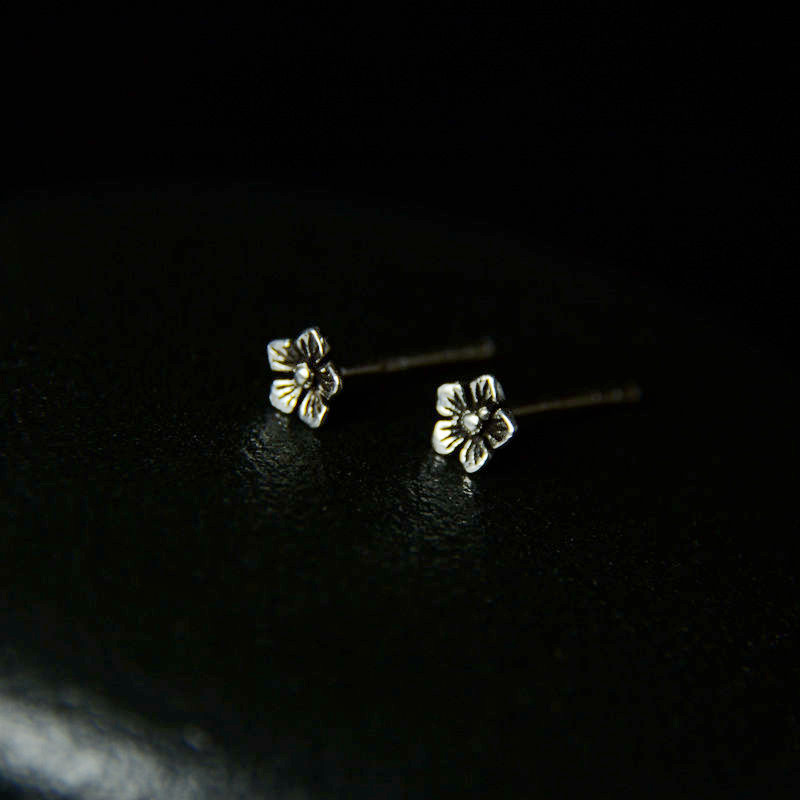 大猪熊 999纯银耳钉 迷你梅花耳钉 手工复古做旧 民族风,淘宝优惠券,粉丝福利购,淘宝优惠卷