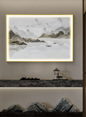晶瓷画现代轻奢简约led带灯画