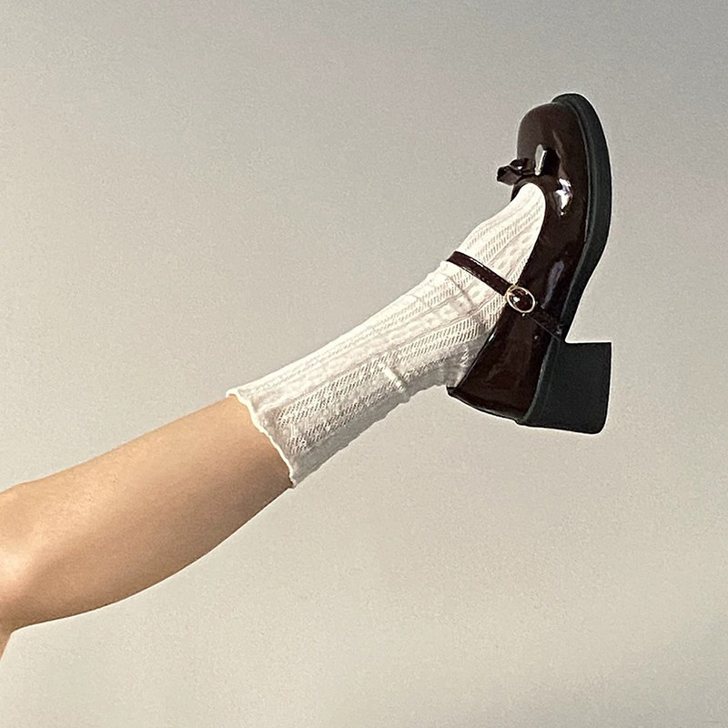 暗黑少女风圆头JK玛丽珍小皮鞋2025新款蝴蝶结粗跟单鞋显瘦高跟鞋,淘宝优惠券,粉丝福利购,淘宝优惠卷