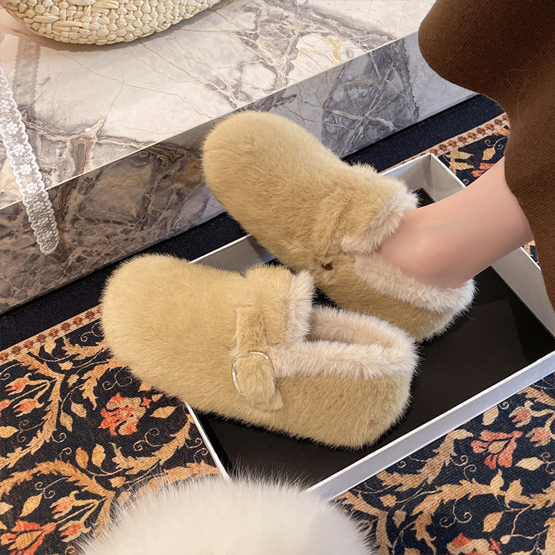 一脚蹬懒人内增高毛毛鞋子女冬加绒保暖2025新款爆款豆豆棉鞋外穿,淘宝优惠券,粉丝福利购,淘宝优惠卷