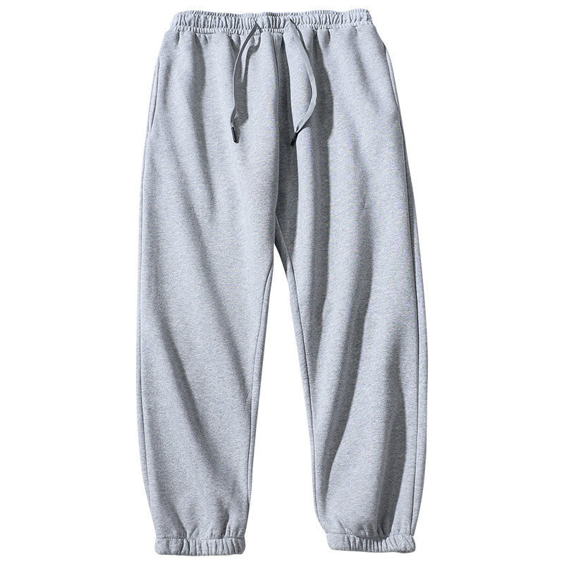 纯棉灰色休闲裤运动裤男士冬季加绒保暖卫裤针织裤跑步通勤长裤子