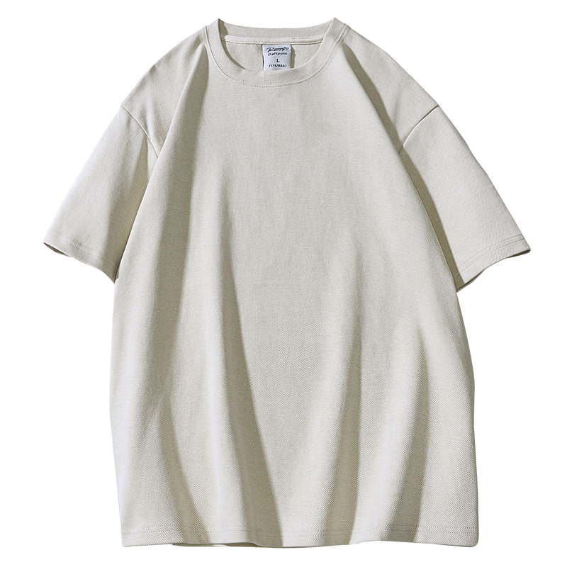 300g重磅短袖t恤男女高级感肌理棉夏季纯色宽松半袖厚实不透体恤-图3