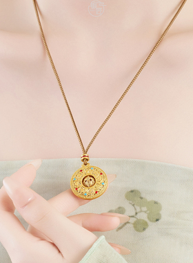 银匠 [八宝罗盘] 国风新中式足银999.9珐琅彩轻奢百搭编绳项链女