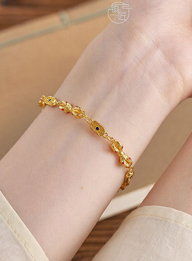 银匠[多吉]国风新中式24K描金足银999手链金刚杵小众百搭手环
