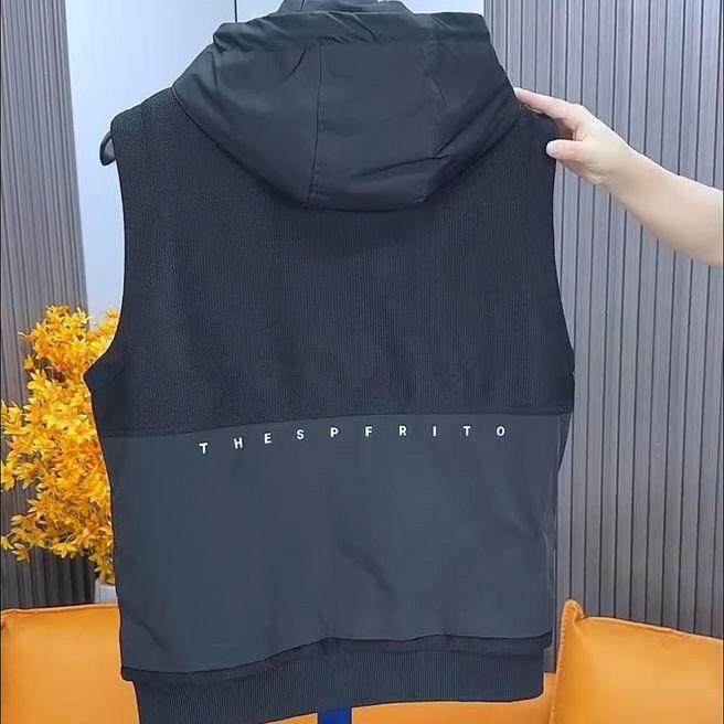 【现货】2266新款针织加厚拼接连帽马甲男修身工装百搭休闲外套男,淘宝优惠券,粉丝福利购,淘宝优惠卷