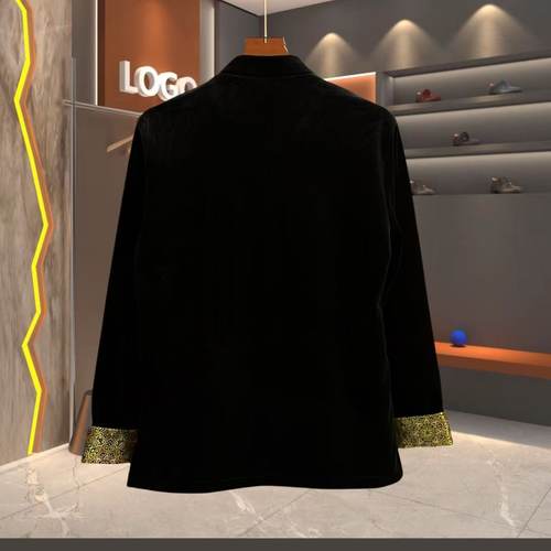 【现货】2808春秋中式男士唐装金丝绒休闲外套时尚百搭盘扣 - 图2