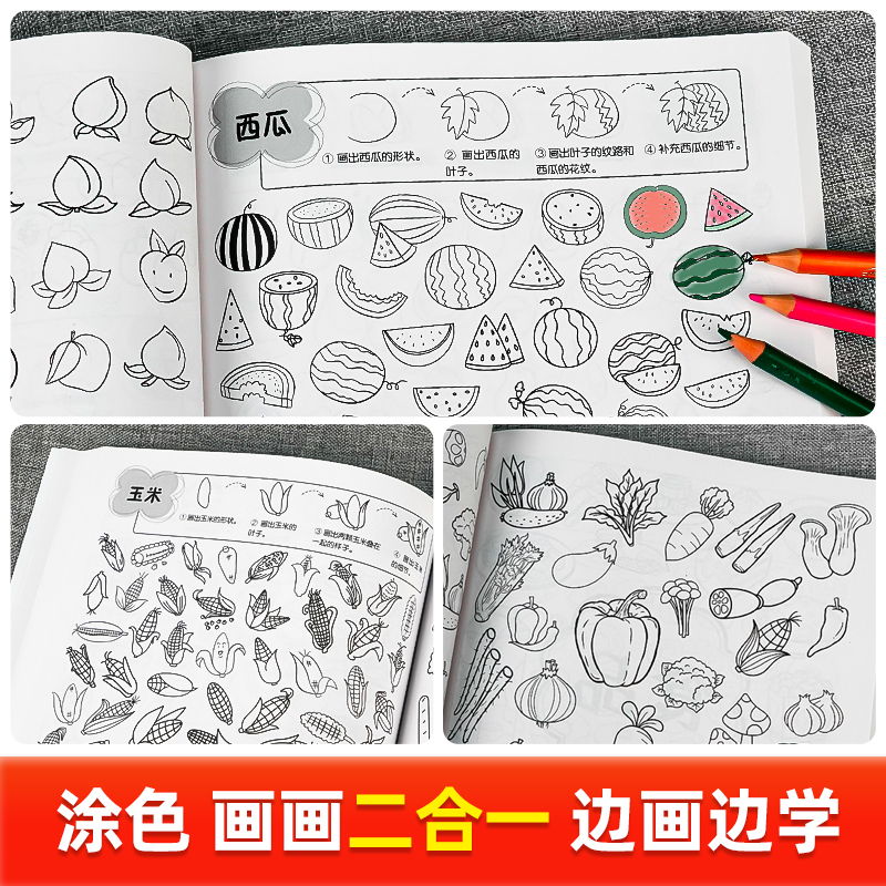 儿童简笔画入门 幼儿启蒙12000例 宝宝画画涂色本幼儿园一步一步动物人物画画绘画教材大全手绘本美术小学生10000例幼师教师用书 - 图2