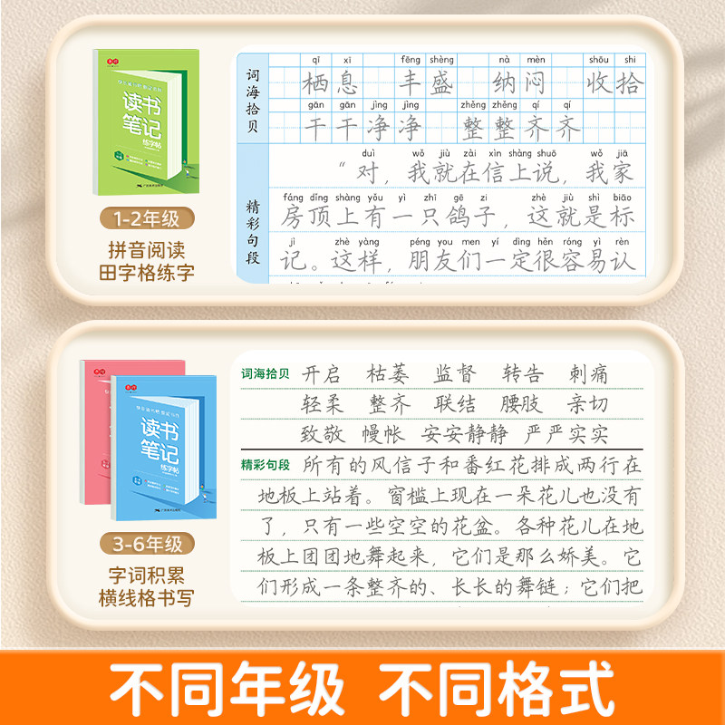 读书笔记练字帖1-6年级同步快乐读书吧书目字帖小学生练字帖专用一二三四五六年级写作文素材积累学霸满分作文摘抄硬笔书法练字本