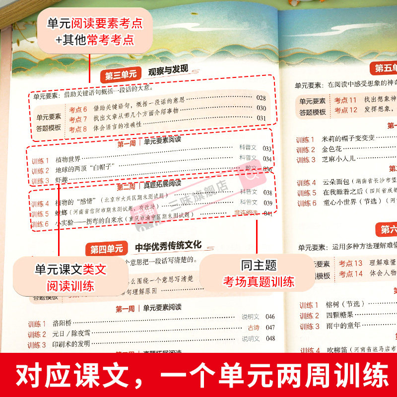 2022秋 小学生阅读理解与答题模板四 五 六年级上册下册一二三年级上下册语文阅读训练同步考点高分训练朗读语文阅读专项复习资料
