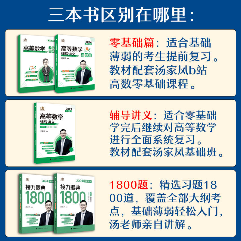 汤家凤1800高等数学基础讲义汤家凤2025考研数学二复习全书1800题零基础篇刷题强化线性代数讲义概率论数一三接力题典汤家凤一千八-图2