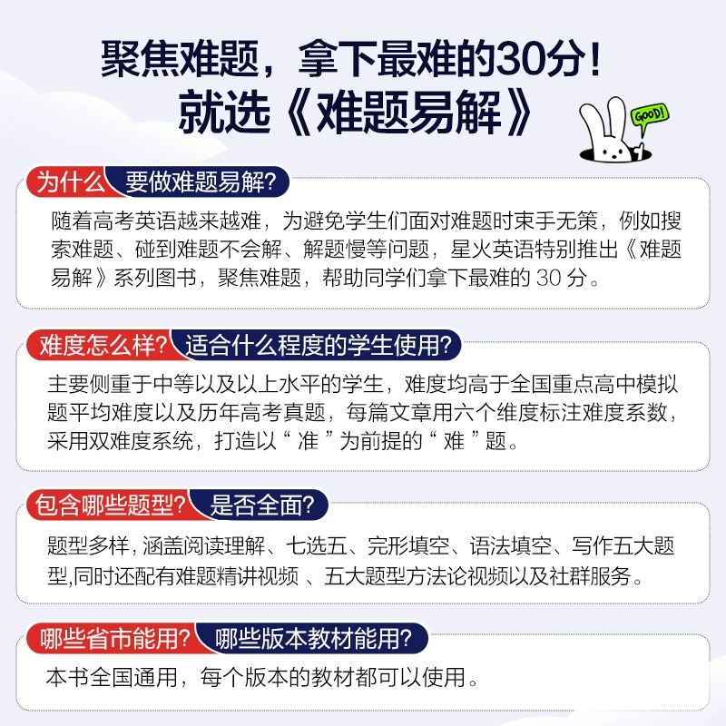 2026新版星火英语高中英语五合一必刷题难题易解高一高二高考阅读理解七合一完形语法填空听力写作专项训练题答题技巧教辅七选五 - 图1