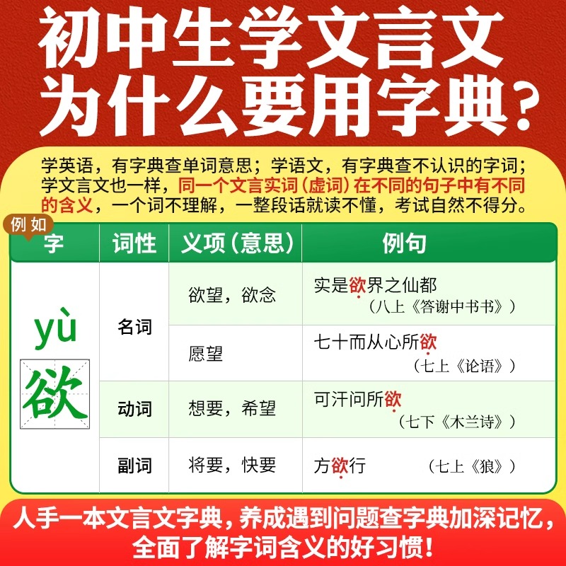 2023万唯中考初中文言文常用字字典古汉语常用字字典词典工具书初一初二初三总复习教辅资料初中语文古汉语辞典文言文实词虚词字典 - 图0