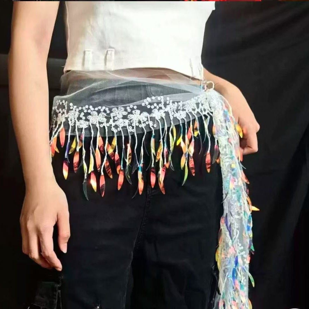 爵士舞屁帘百搭腰搭亮片流苏臀巾jzza街舞嘻哈hiphop三角腰带配饰,淘宝优惠券,粉丝福利购,淘宝优惠卷
