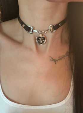爆款暗黑甜酷辣妹choker铃铛项圈y2k皮革女颈带小众设计感项链