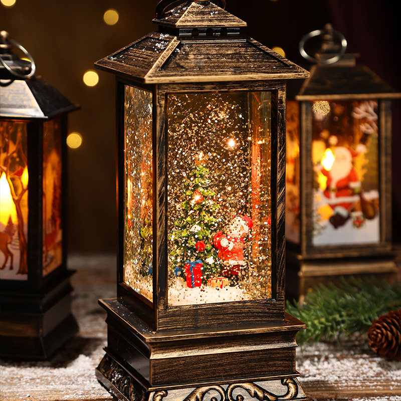 圣诞节礼物小夜灯平安夜圣诞树发光小油灯装饰道具装饰品桌面摆件