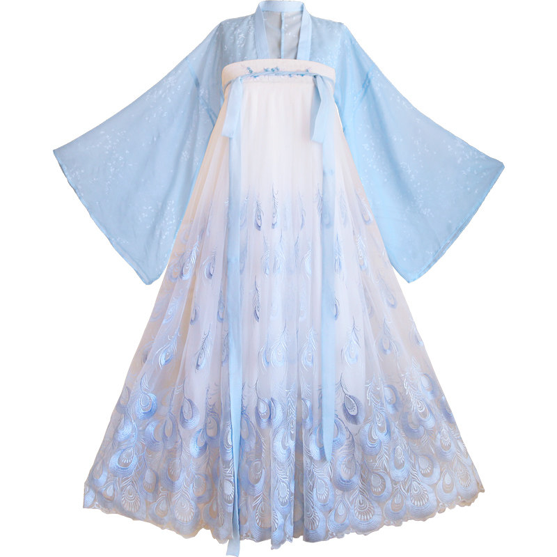 陛下兰他惜原创凤鸾歌孔雀刺绣汉服 陛下兰他惜连衣裙